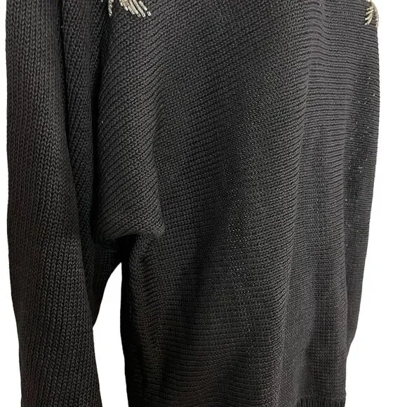 Victoria Jones Womens Vintage Beaded Sequin Floral Dolman Sleeve Sweater sz L - Picture 3 of 16